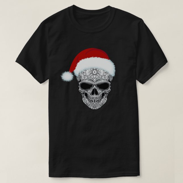 T-shirt Jour De La Morte Du Père Noël Crâne à sucre Chapea (Design devant)