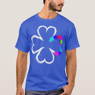 T-shirt Jour de la Saint Patrick Autisme Shamrock Puzzle M