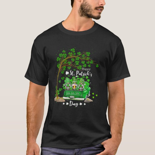 T-shirt Jour de la Saint Patrick Camion Gnome Coeur Shamro (Devant)