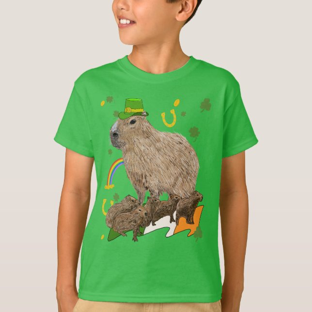 T-shirt Jour de la Saint Patrick Capybara irlandais (Devant)