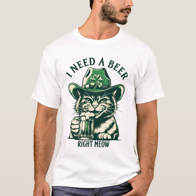 T-shirt Jour de la Saint Patrick Cat Funny-J'Ai Besoin D'U (Devant)