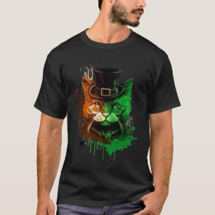 T-shirt Jour de la Saint Patrick Cat Leprechaun Lucky Gree