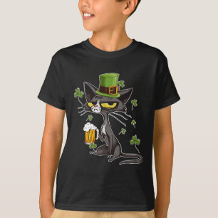 T-shirt Jour de la Saint Patrick Cat Shamrock Pour Hommes