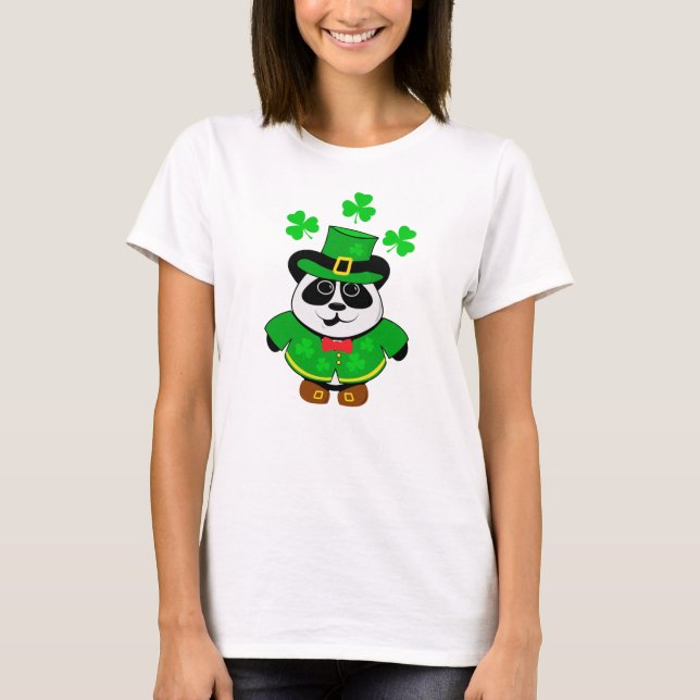 T-shirt Jour de la Saint Patrick Cute Panda Bear (Devant)