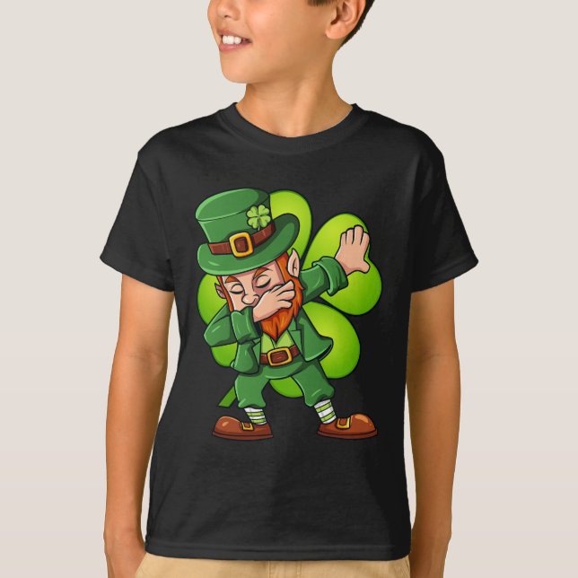 T-shirt Jour de la Saint Patrick Dabbing Leprechaun Clover (Devant)