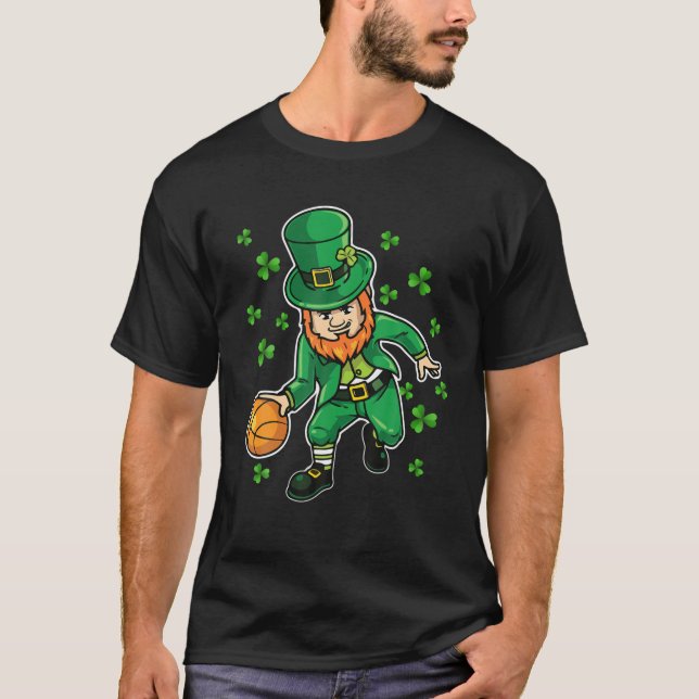 T-shirt Jour de la Saint Patrick de basket-ball Leprechaun (Devant)