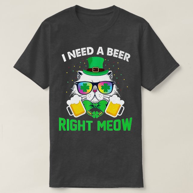 T-shirt Jour de la Saint Patrick de chat de bière irlandai (Design devant)