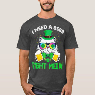 T-shirt Jour de la Saint Patrick de chat de bière irlandai