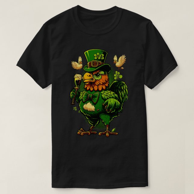 T-shirt Jour de la Saint Patrick de poulet 4 (Design devant)