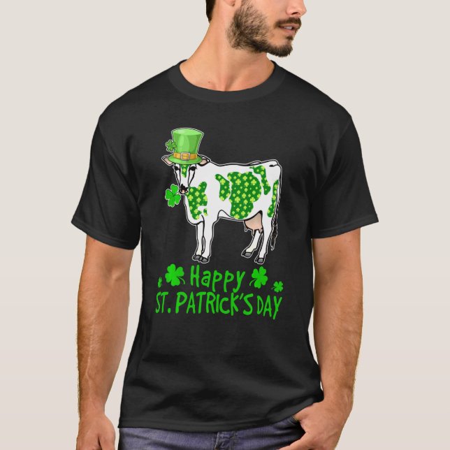 T-shirt Jour de la Saint Patrick de vache Lucky Fermier va (Devant)