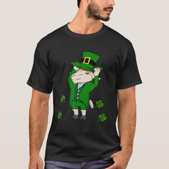 T-shirt Jour de la Saint Patrick Drôle Chèvre Leprechaun E (Devant)