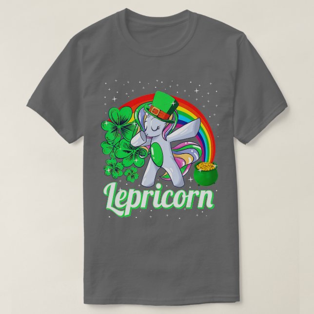 T-shirt Jour de la Saint Patrick Girls Dabbing Unicorn Lep (Design devant)