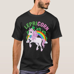 T-shirt Jour de la Saint Patrick Girls Leprechaun Unicorn,