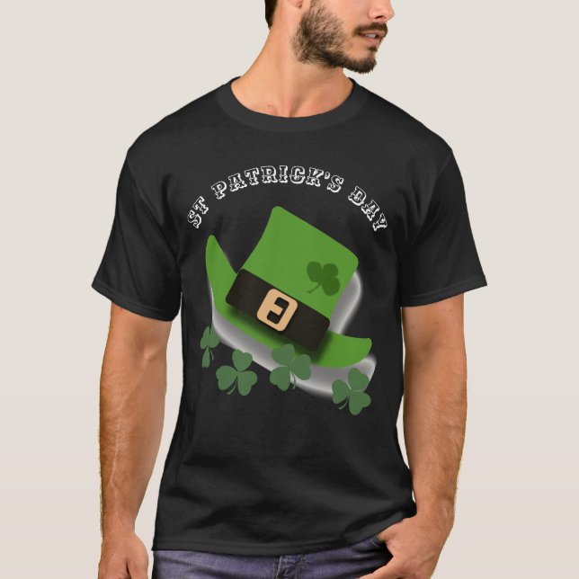 T-shirt Jour de la Saint Patrick Green Leprechaun Casquett (Devant)