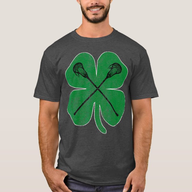 T-shirt Jour de la Saint Patrick Green Shamrock Lacrosse i (Devant)