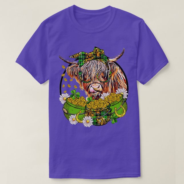 T-shirt Jour de la Saint Patrick Highland Cow Funny Highla (Design devant)