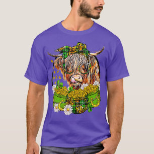 T-shirt Jour de la Saint Patrick Highland Cow Funny Highla
