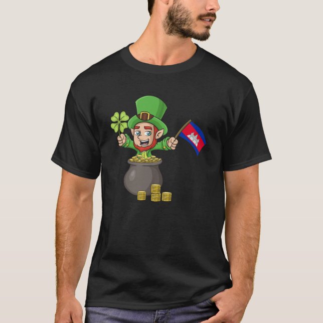 T-shirt Jour de la Saint Patrick irlandais Vert Cambodge K (Devant)