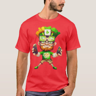 T-shirt Jour de la Saint Patrick Jeu Vidéo Shirt Gamer Lep