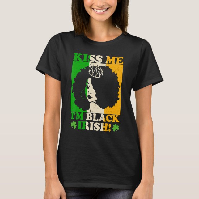 T-shirt Jour de la Saint Patrick Kiss Me Je suis Black Iri (Devant)