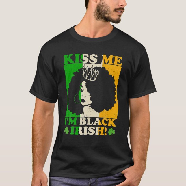 T-shirt Jour de la Saint Patrick Kiss Me Je suis Black Iri (Devant)