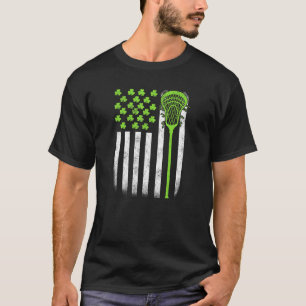 T-shirt Jour de la Saint Patrick Lacrosse Lax USA Drapeau 