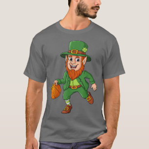 T-shirt Jour de la Saint Patrick Leprechaun Basket Lucky B
