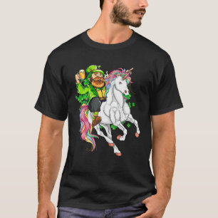 T-shirt Jour de la Saint Patrick Leprechaun équitation Uni
