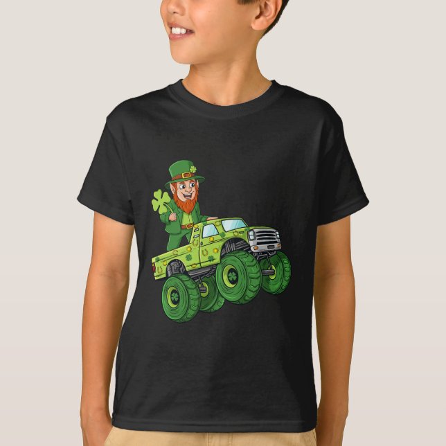 T-shirt Jour de la Saint Patrick Leprechaun Monster Camion (Devant)