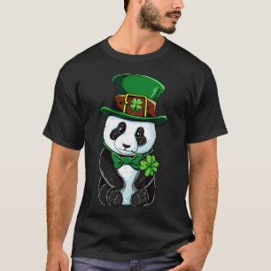 T-shirt Jour de la Saint Patrick Leprechaun Panda Cute Cad