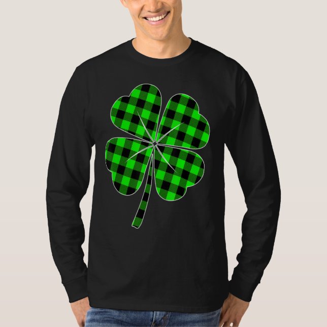 T-shirt Jour de la Saint Patrick Lucky Green Buffalo Plaid (Devant)
