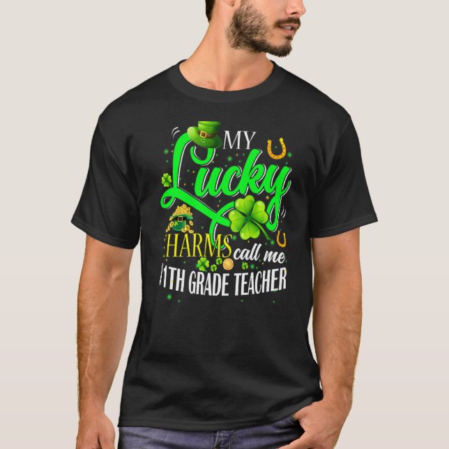 T-shirt Jour de la Saint Patrick Mes charmes chanceux M'ap (Devant)