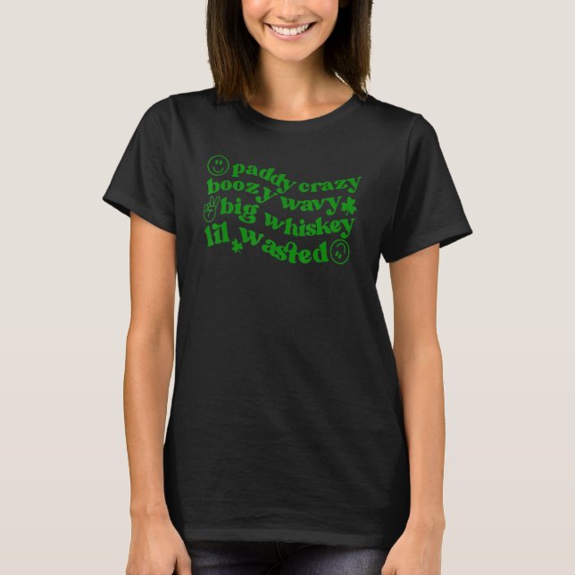 T-shirt Jour de la Saint Patrick Paddy Crazy Boozy Wavy Bi (Devant)