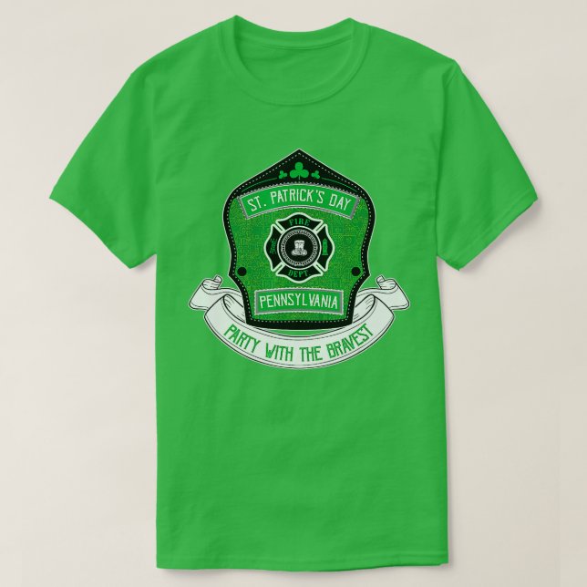 T-shirt Jour de la Saint Patrick pompier Pennsylvania Brav (Design devant)
