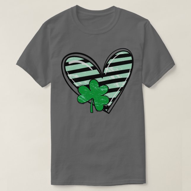 T-shirt Jour de la Saint Patrick Shamrock du coeur (Design devant)