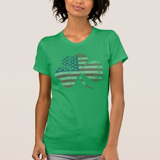 T-shirt Jour de la Saint Patrick Shamrock du drapeau irlan (Devant)