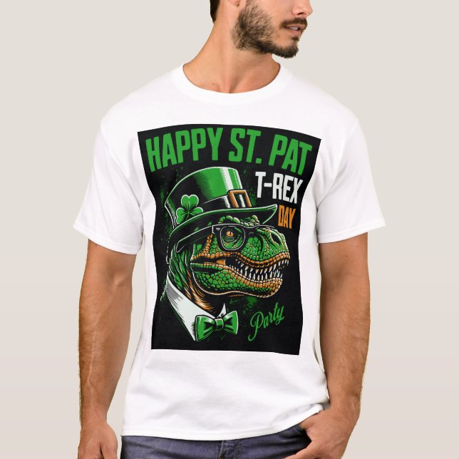 T-shirt Jour de la Saint Patrick T-rex (Devant)