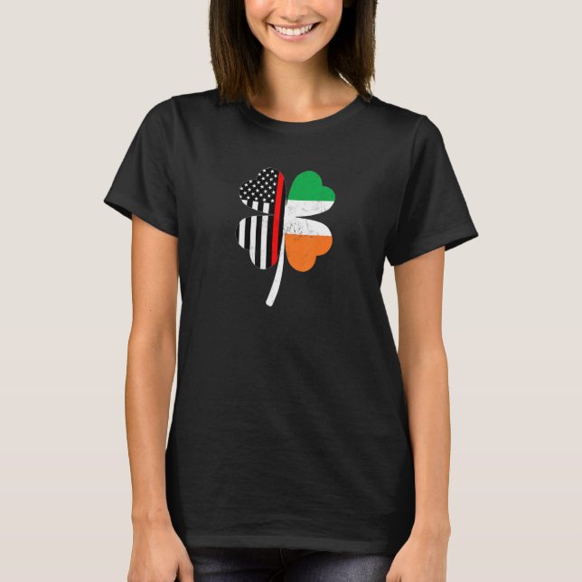 T-shirt Jour de la Saint Patrick Thin Red Line USA Drapeau (Devant)