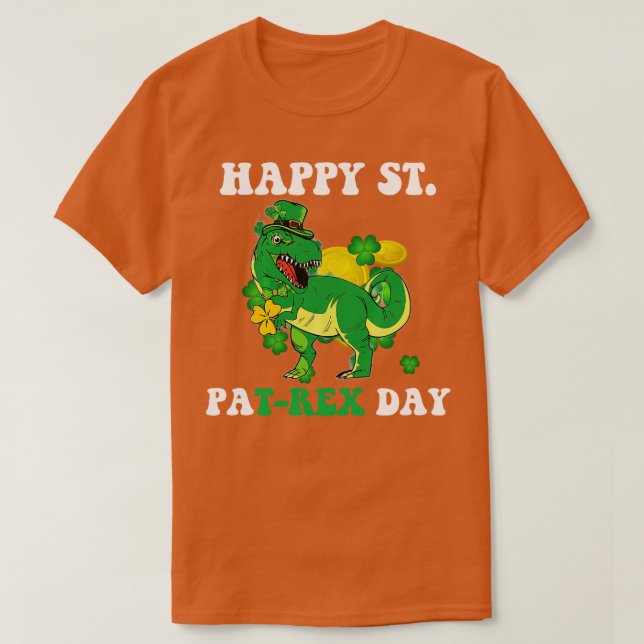 T-shirt Jour de la Saint Patrick Trex Dinosaur Shamrock ir (Design devant)