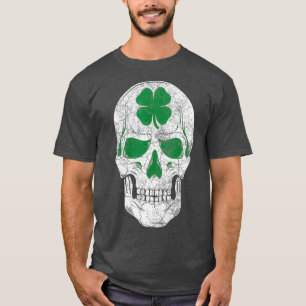 T-shirt Jour de la Saint Patrick Vert Shamrock Crâne Cadea
