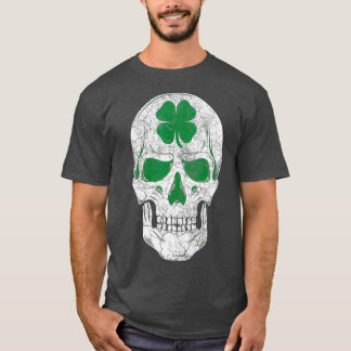 T-shirt Jour de la Saint Patrick Vert Shamrock Crâne Cadea