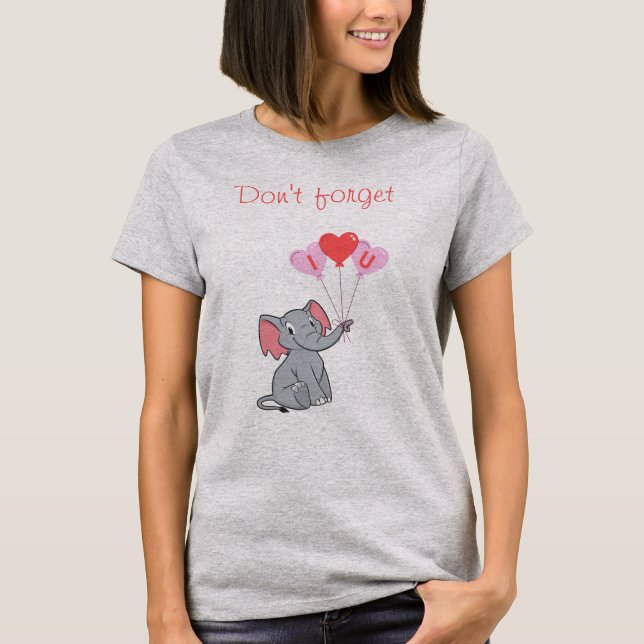 T-shirt Jour de la Saint-Valentin éléphant mignon  (Devant)