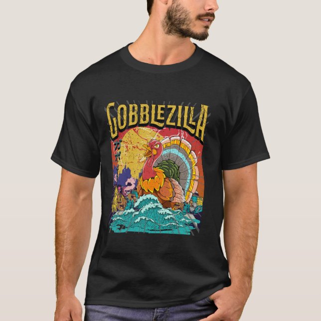 T-shirt Jour de la Turquie Thanksgiving Gobblezilla T Shir (Devant)
