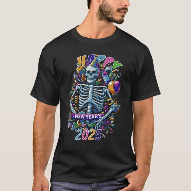 T-shirt Jour de l'an de la fête du squelette (Devant)