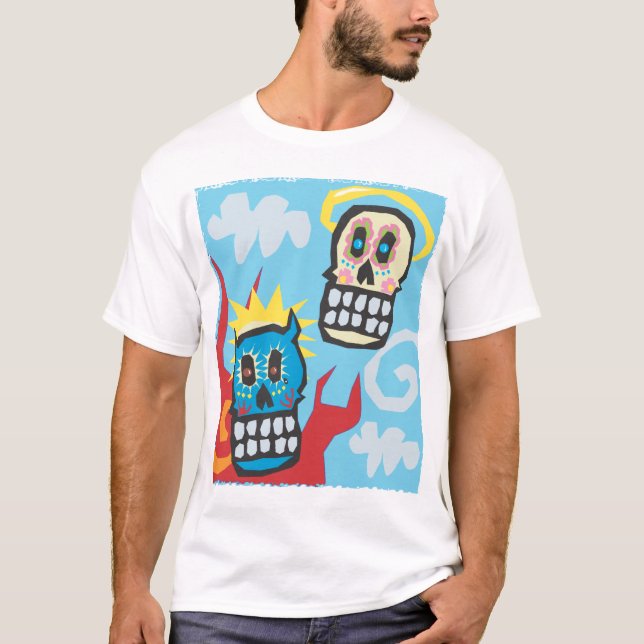 T-shirt Jour de l'angle et du diable morts de crânes (Devant)