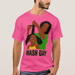 T-shirt Jour de lavage Mère noire Stylo Fille Cheveux natu
