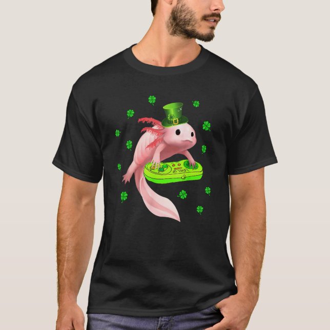 T-shirt Jour de l'Axolotl Saint Patricks Blanc Axolotl Liz (Devant)