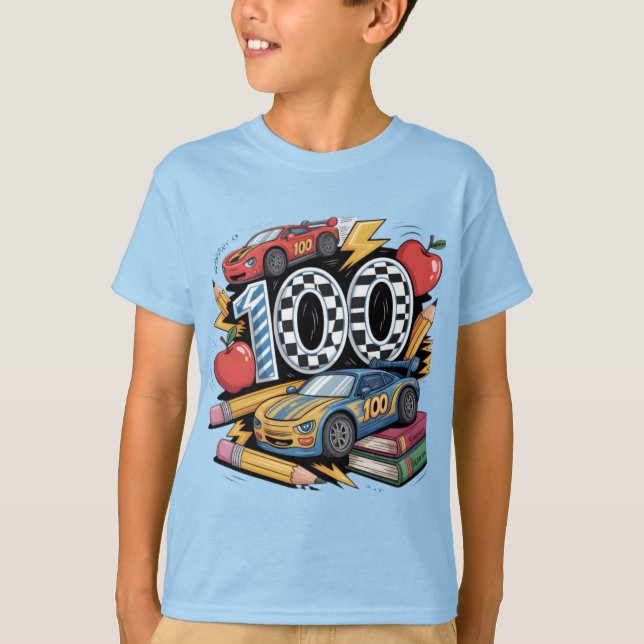 T-shirt Jour de l'école Conception de voiture de course En (Devant)