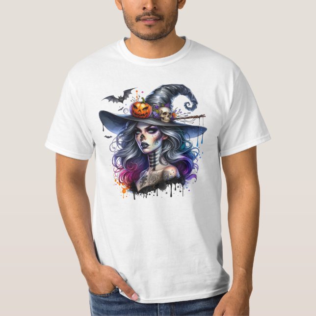 T-shirt jour de l'halloween - fantôme effrayant sorcier (Devant)