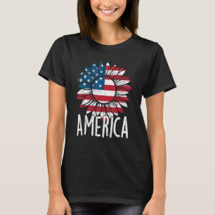 T-shirt Jour de l'Indépendance des tournesols Drapeau amér